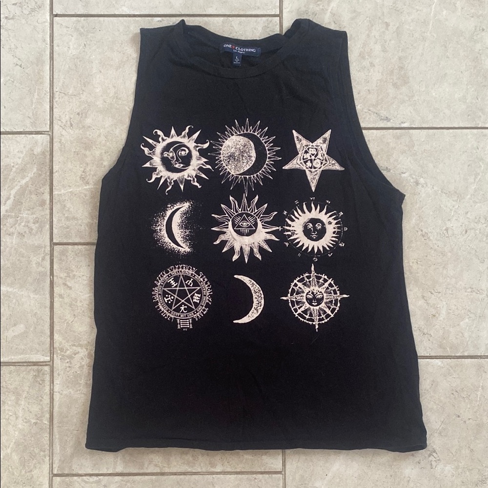One Clothing Los Angeles Black & White Celestial Tank